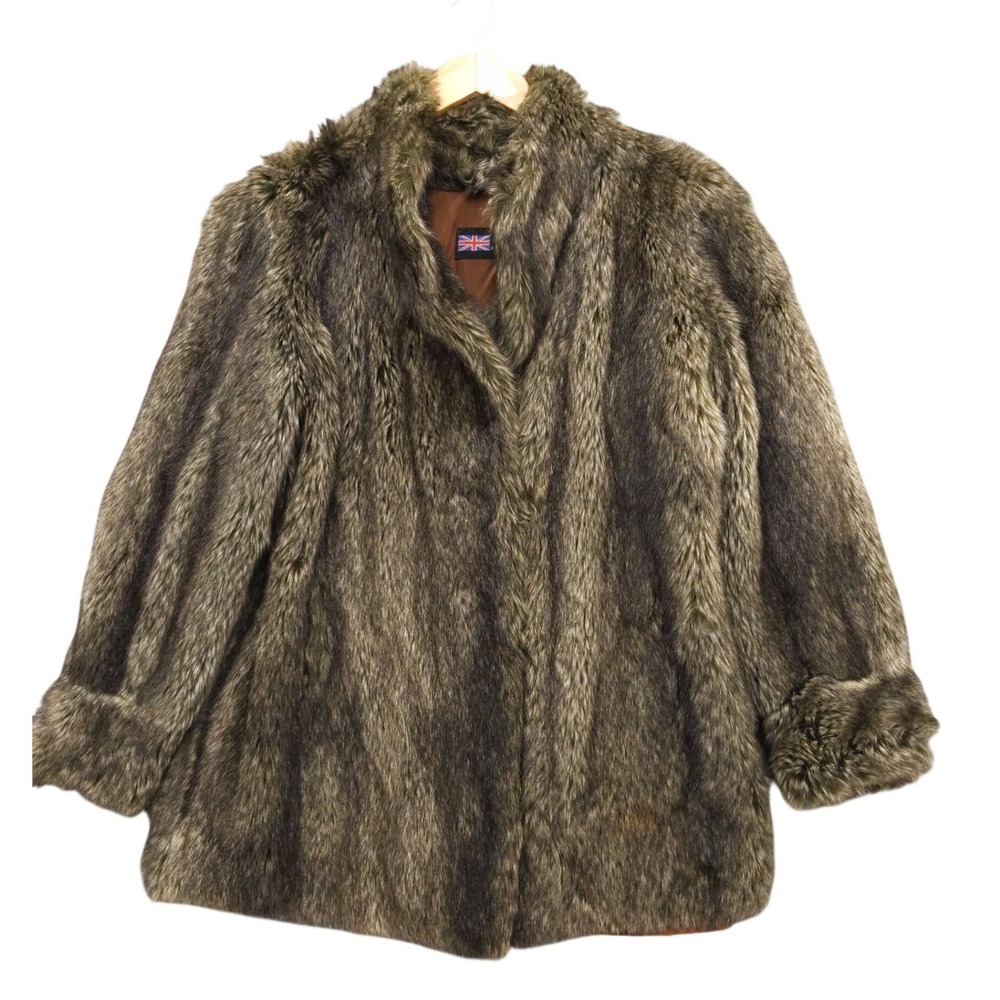 vtg 60s 70s Tissavel France Faux Fur Coat Women's Jacket Sz 8